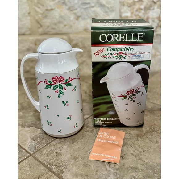 Corelle Other - Vintage Corelle Compatibles Winter Holly Christmas 1 QT Thermal Server-Carafe